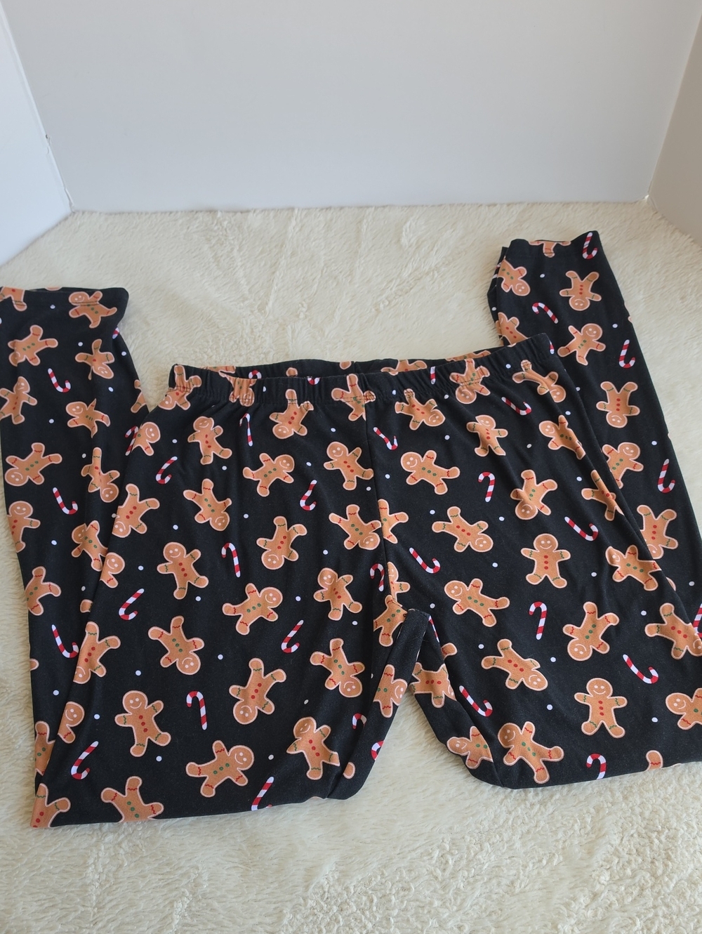 Bobbie Brooks Christmas Gingerbread Man Black Holiday Leggings XL